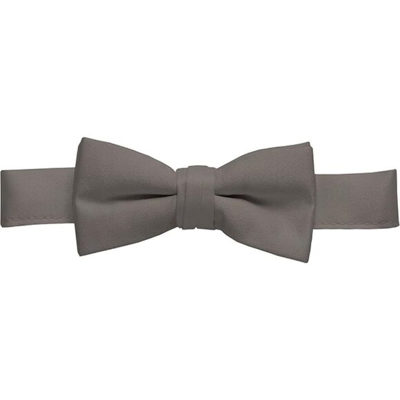 HOLD'EM Bow Tie Boys and Baby Satin Solid Color Adjustable Pre-tied -  Grey - Picture 1 of 7